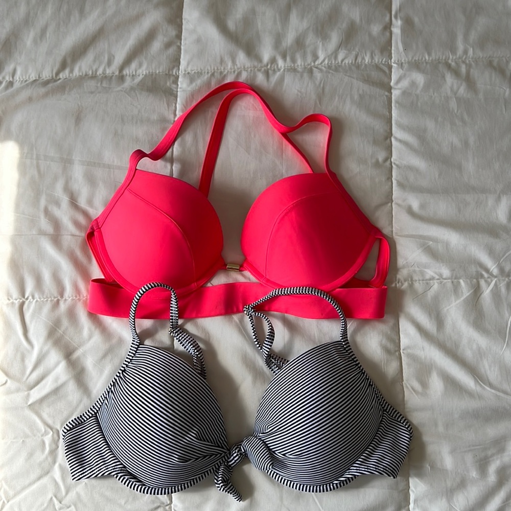 34D Underwire, 2 molded cup bra style bikini top Bundle.